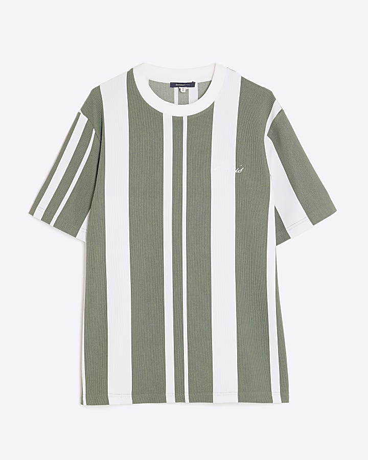 Khaki Slim Fit Stripe T-Shirt