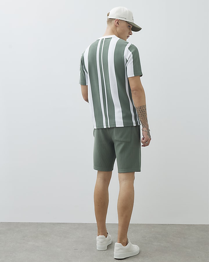Khaki Slim Fit Palais Embroidered Shorts