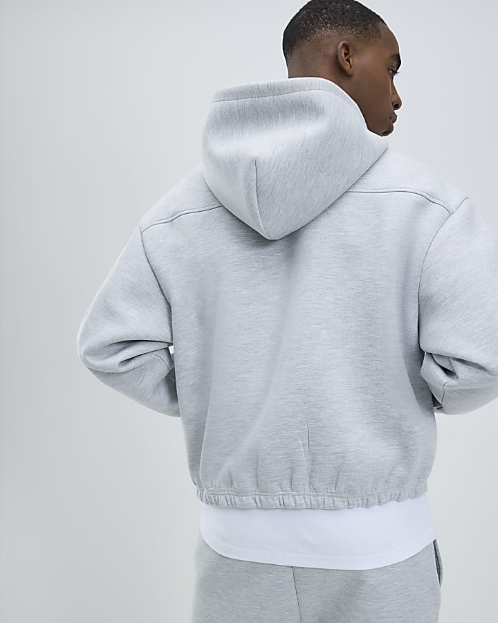 Grey Oversized Fit Quarter Zip Hoodie
