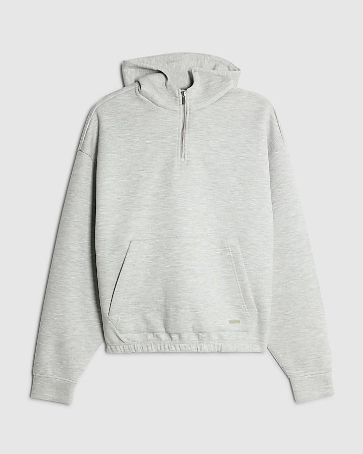 Grey Oversized Fit Quarter Zip Hoodie