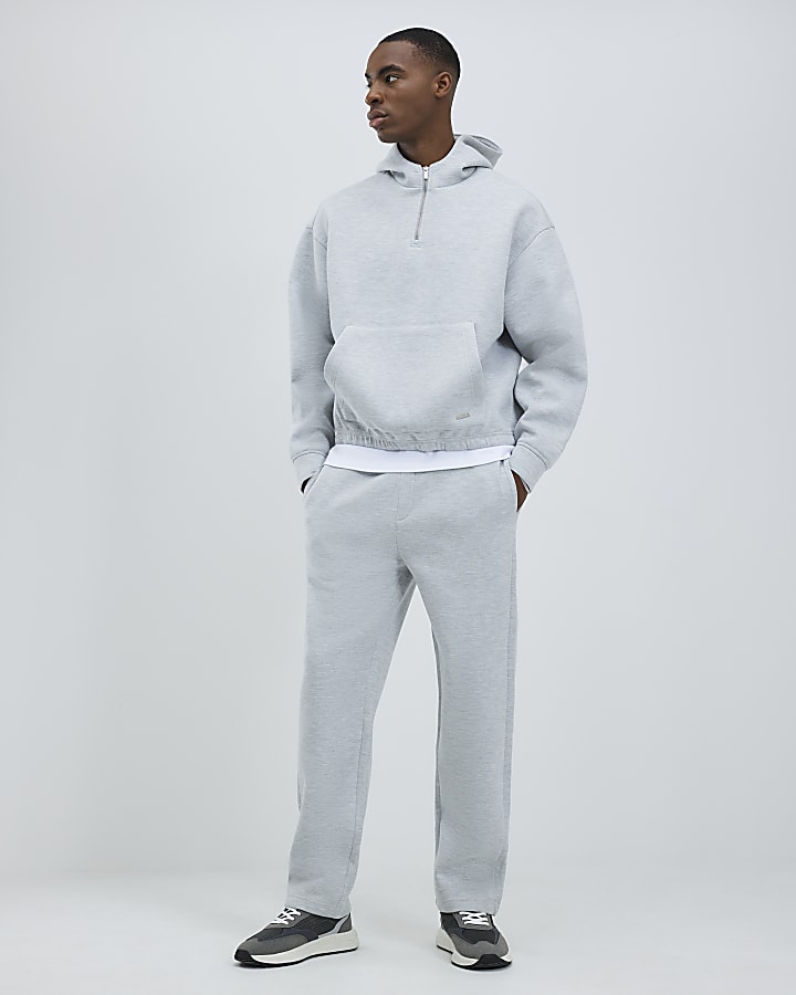 Grey Oversized Fit Quarter Zip Hoodie