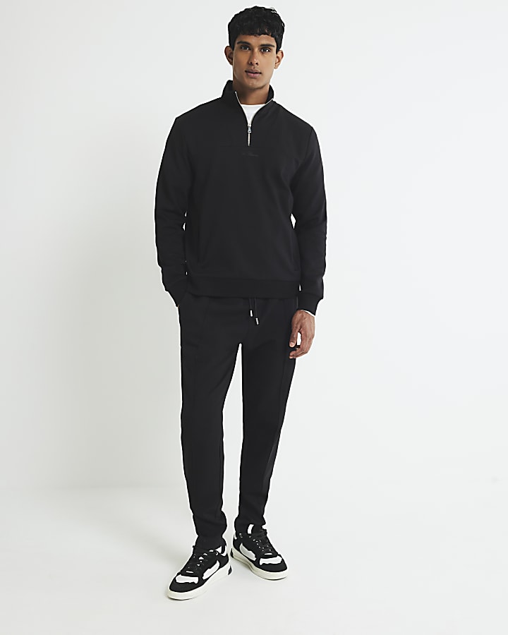 Black Regular Fit Scuba Open Hem Joggers