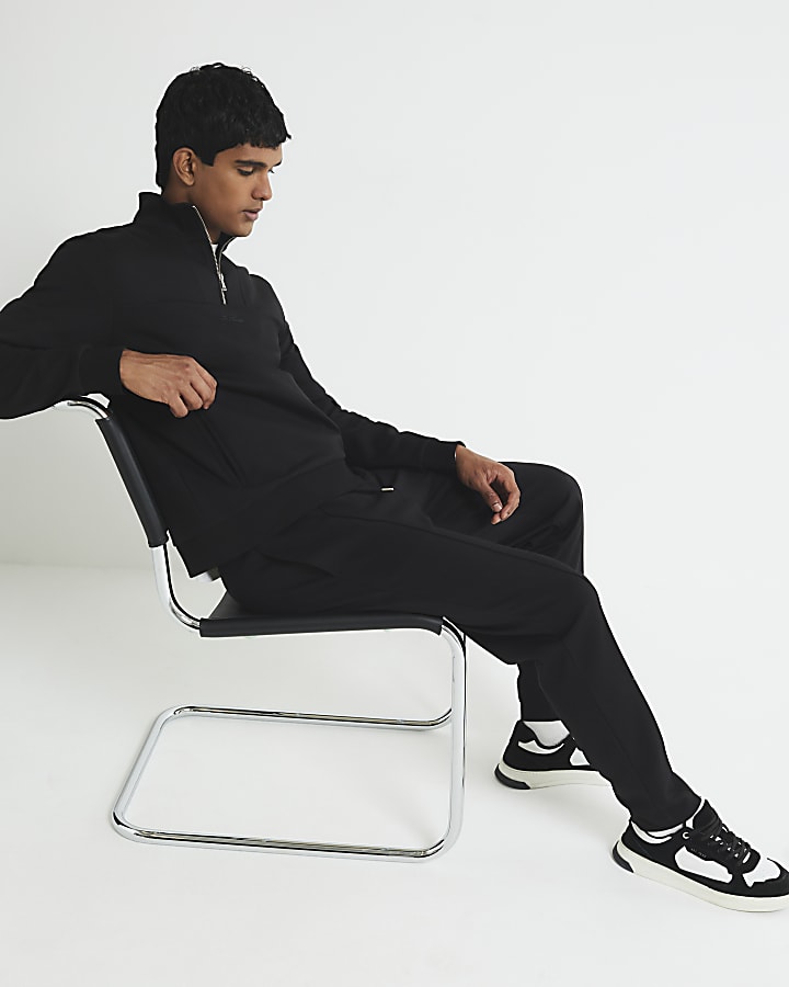 Black Regular Fit Scuba Open Hem Joggers