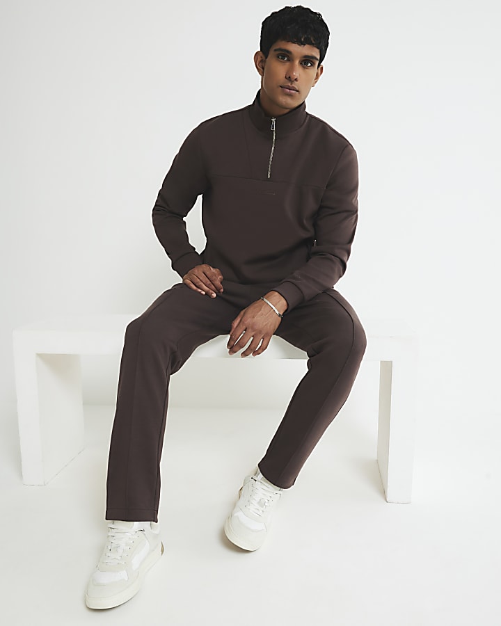 Brown Regular Fit Scuba Open Hem Joggers