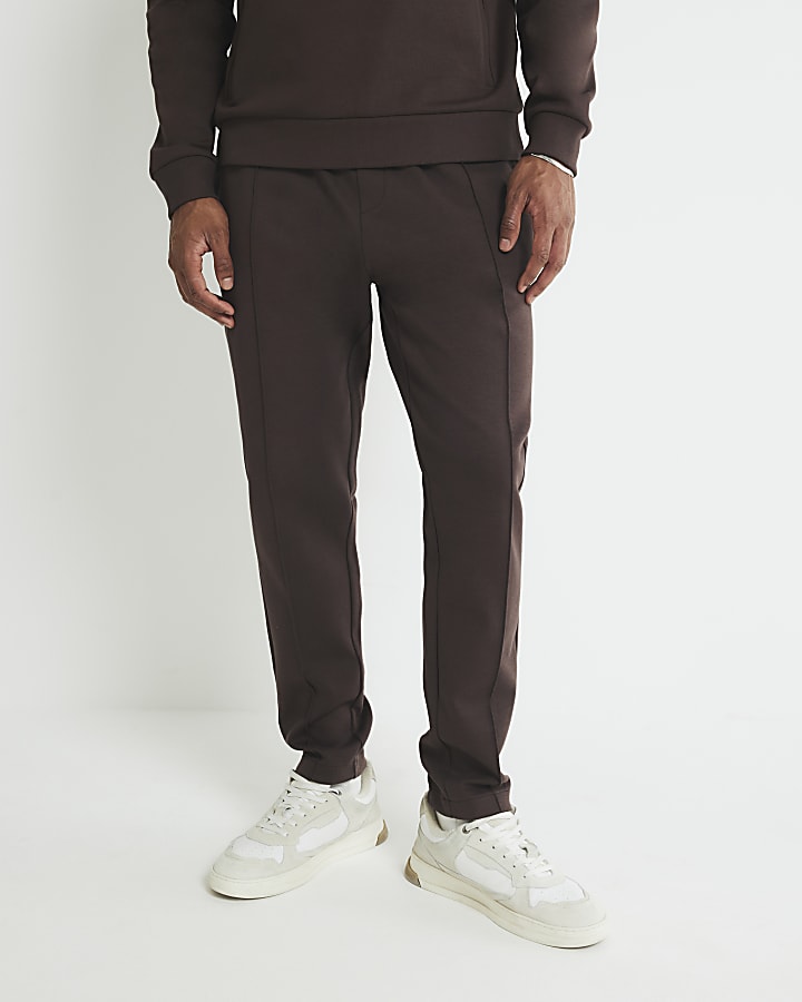 Brown Regular Fit Scuba Open Hem Joggers