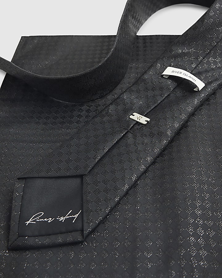 Black Checkerboard Tie Set