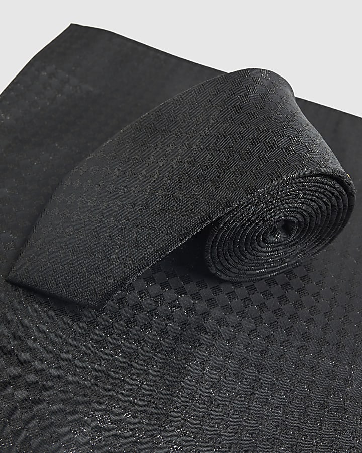 Black Checkerboard Tie Set