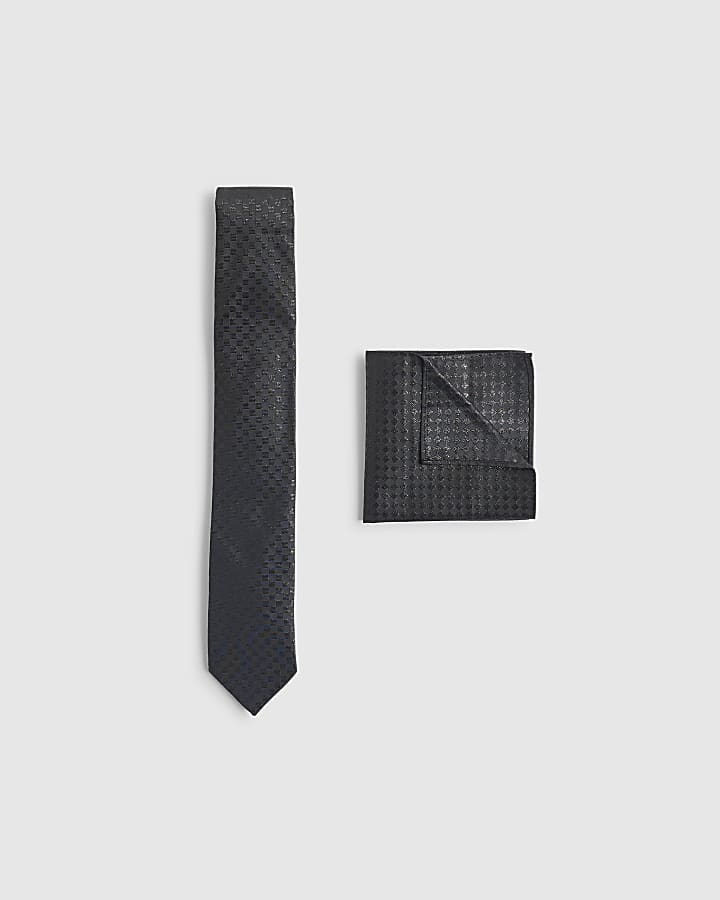 Black Checkerboard Tie Set