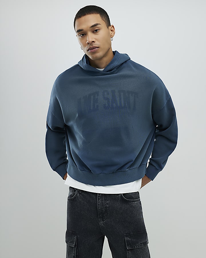 Blue Oversized Fit Ame Saint Hoodie