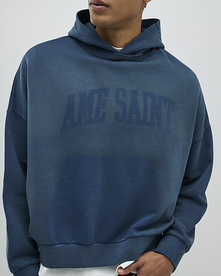 Blue Oversized Fit Ame Saint Hoodie