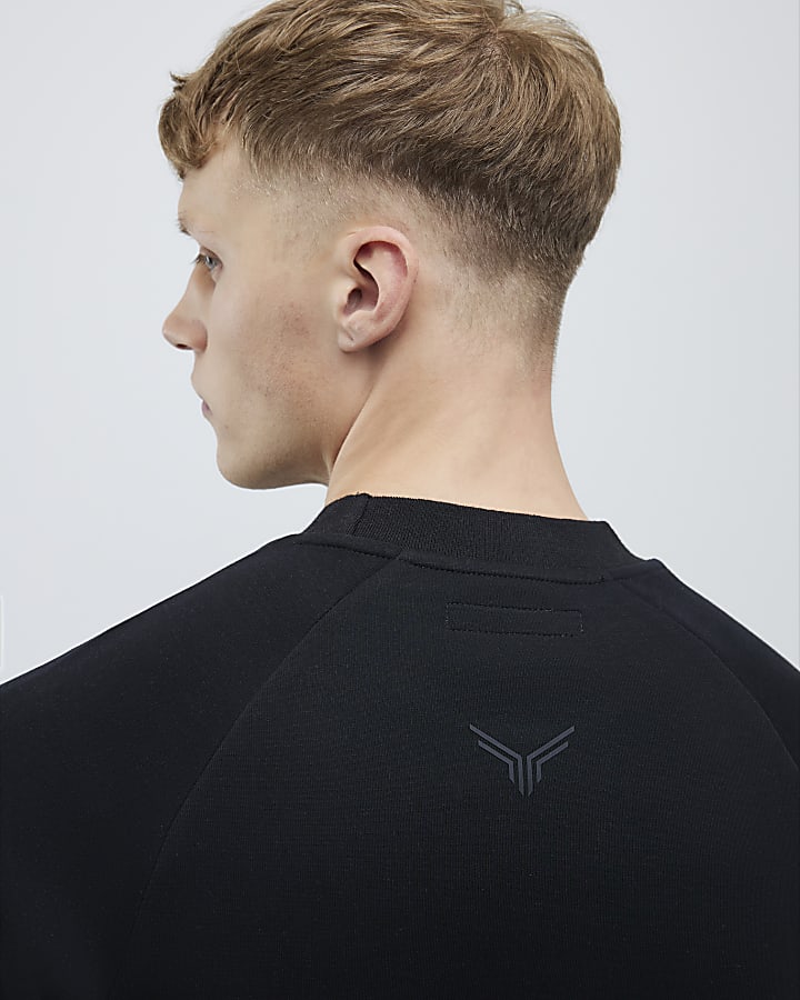 Black Slim Fit Nylon Hybrid Sweatshirt