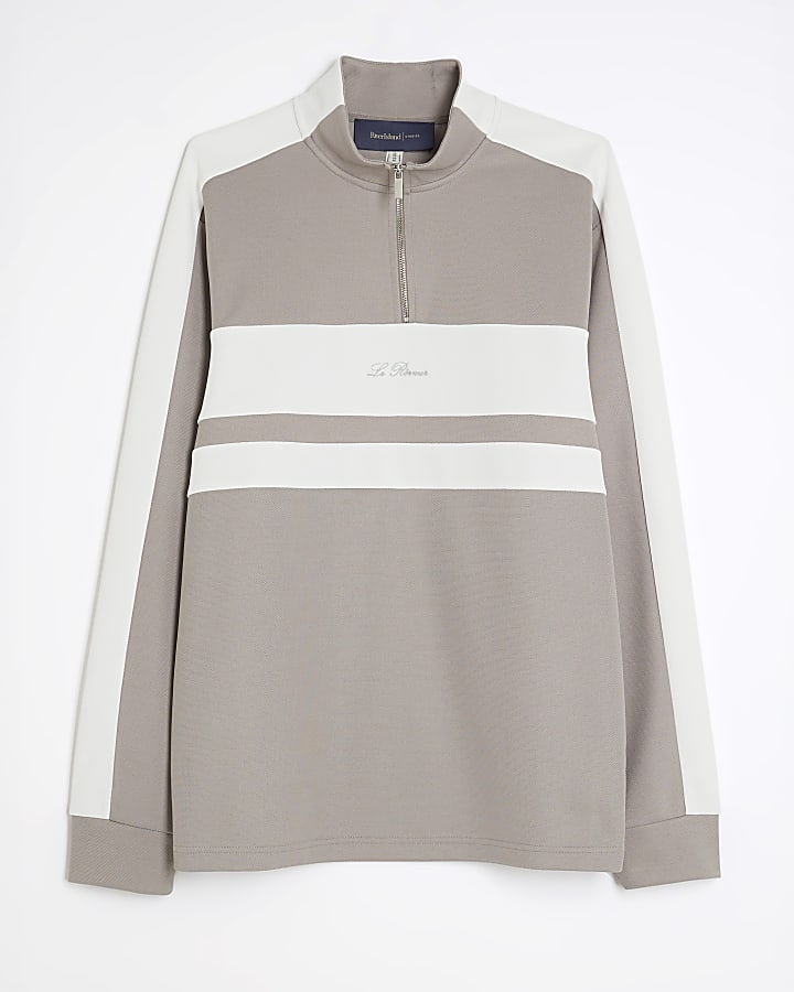Grey Slim Fit Colour Block Funnel Sweatshirt
