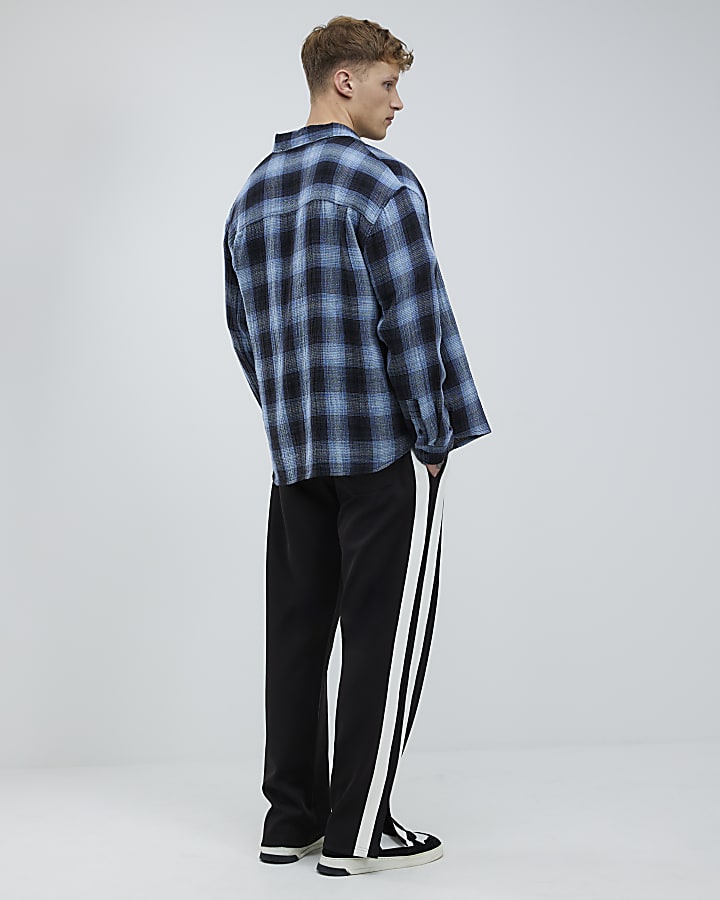 Black Wide Fit Twill Split Joggers