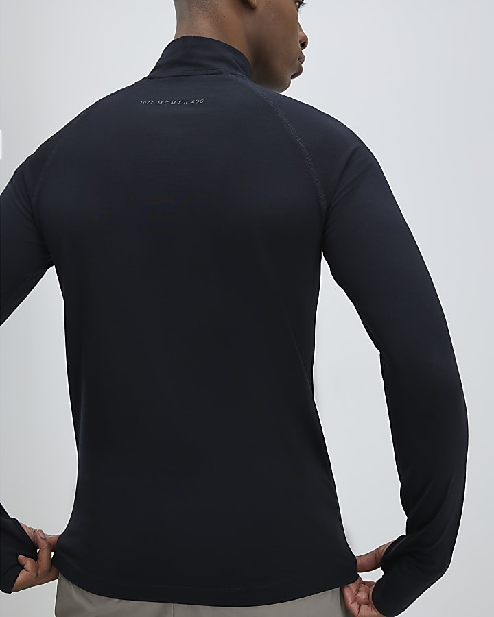 Black Quarter Zip Funnel Sweatshirt