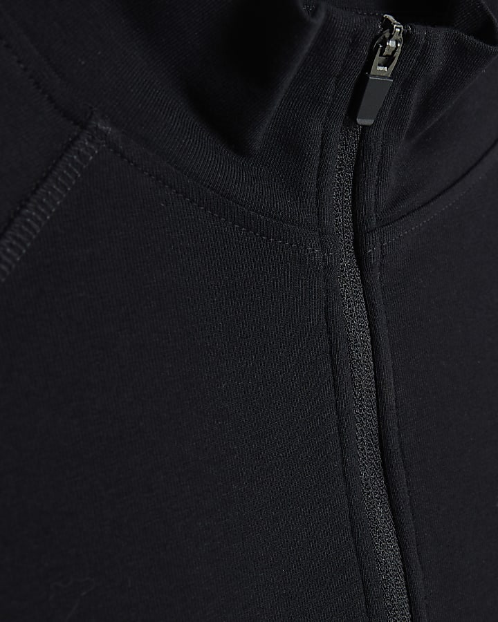 Black Quarter Zip Funnel Sweatshirt