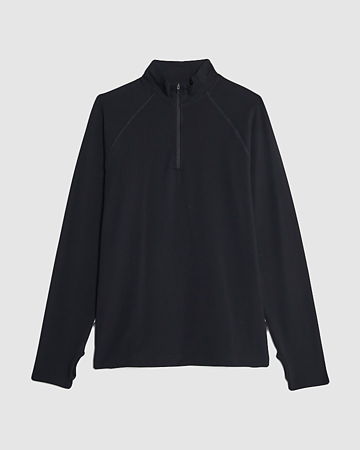 Black Quarter Zip Funnel Sweatshirt