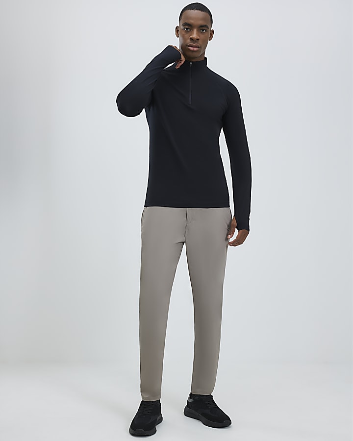 Black Quarter Zip Funnel Sweatshirt