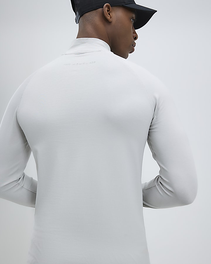 Grey Quarter Zip Funnel Top