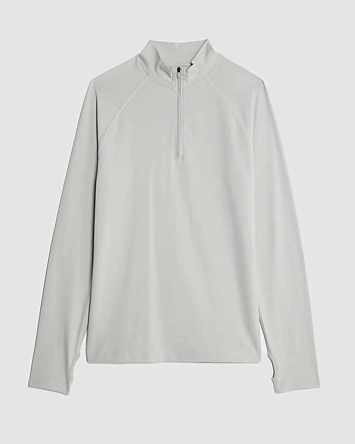 Grey Quarter Zip Funnel Top