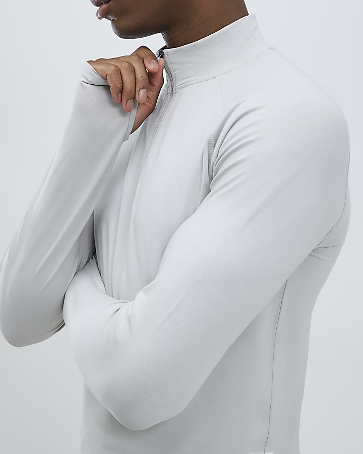 Grey Quarter Zip Funnel Top