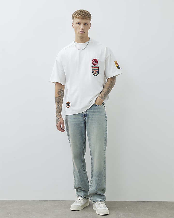 Ecru Oversized Fit Oakland Badge T-Shirt