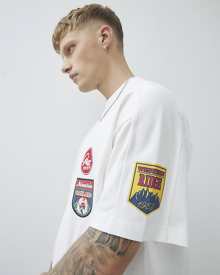 Ecru Oversized Fit Oakland Badge T-Shirt