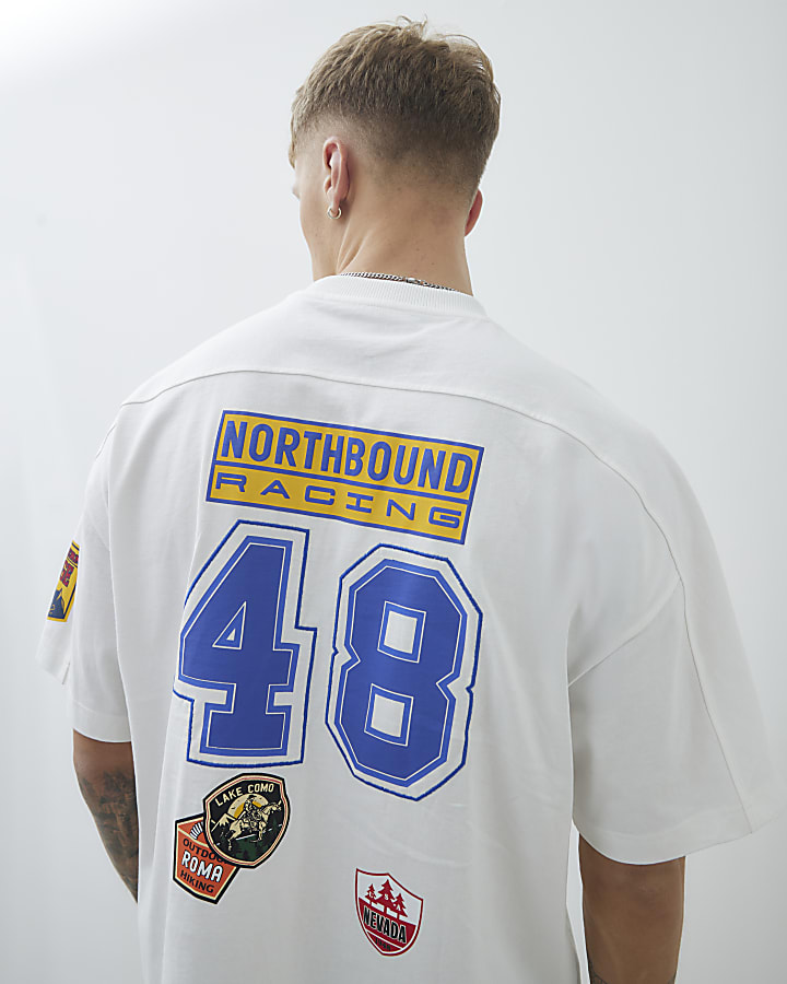 Ecru Oversized Fit Oakland Badge T-Shirt