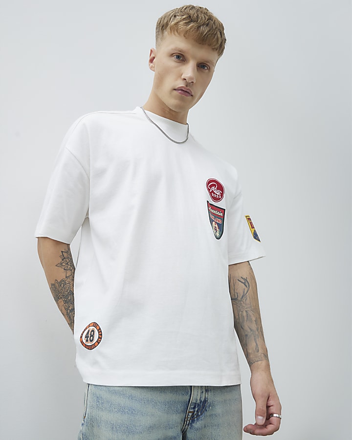 Ecru Oversized Fit Oakland Badge T-Shirt