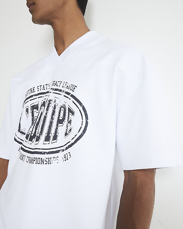 White Oversized Fit L'equipe T-Shirt
