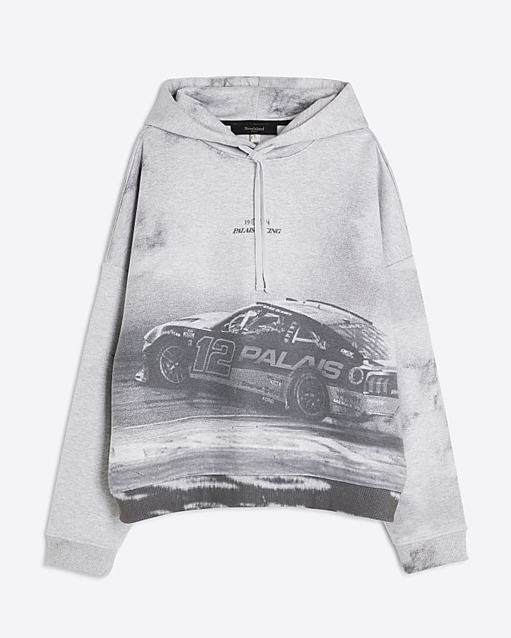 Grey Oversized Fit Palais Racing Hoodie