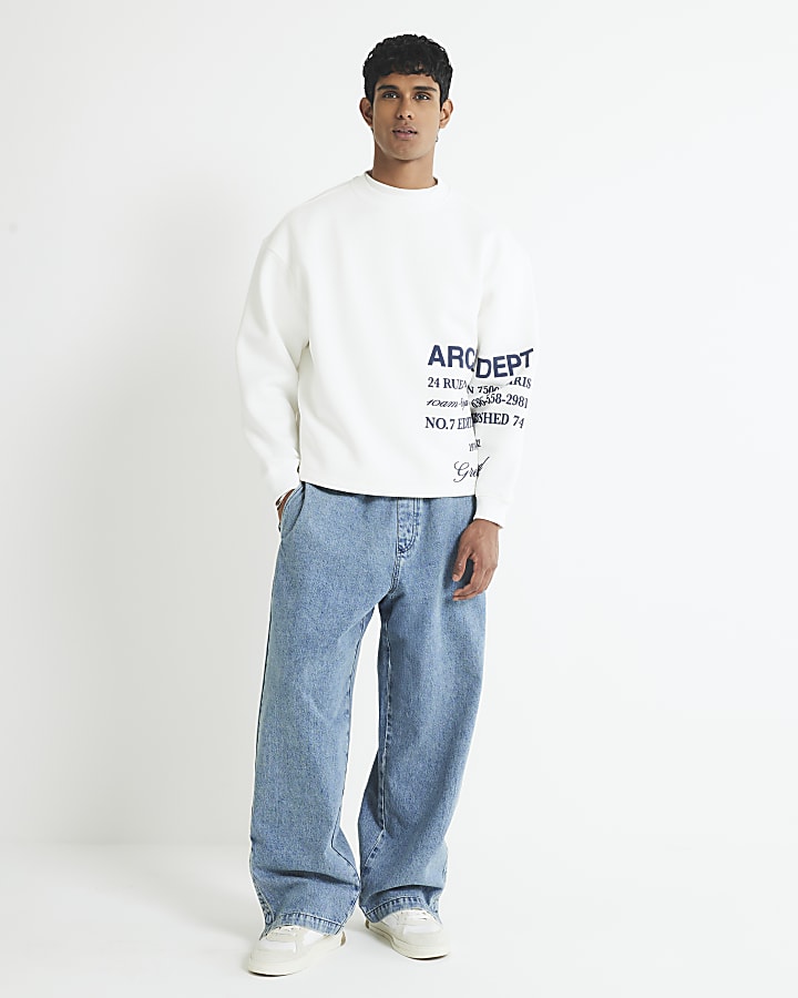 White Oversized Fit Archive Dept Sweatshirt