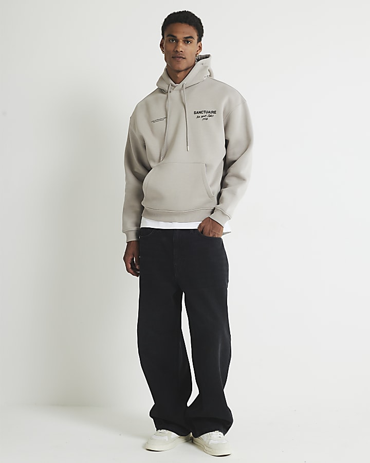 Grey Oversized Fit Sanctuaire Hoodie