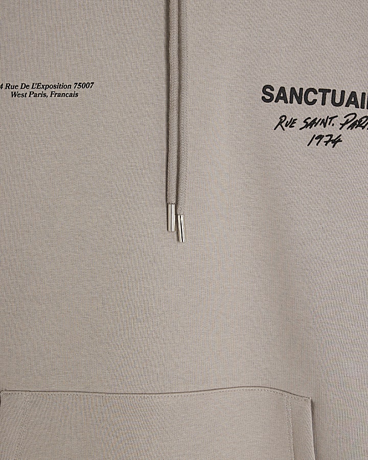 Grey Oversized Fit Sanctuaire Hoodie