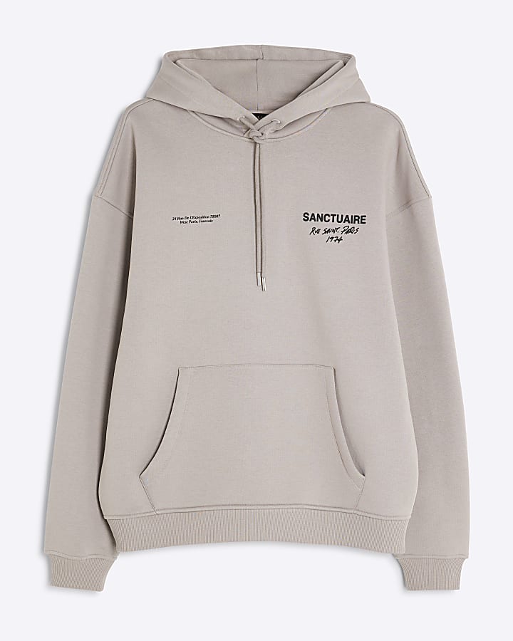 Grey Oversized Fit Sanctuaire Hoodie