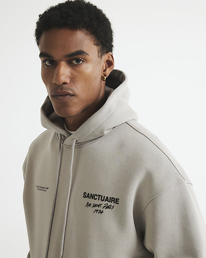 Grey Oversized Fit Sanctuaire Hoodie