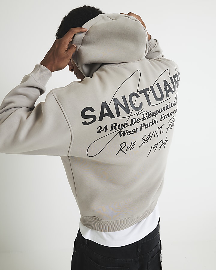 Grey Oversized Fit Sanctuaire Hoodie