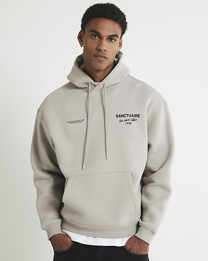 Grey Oversized Fit Sanctuaire Hoodie
