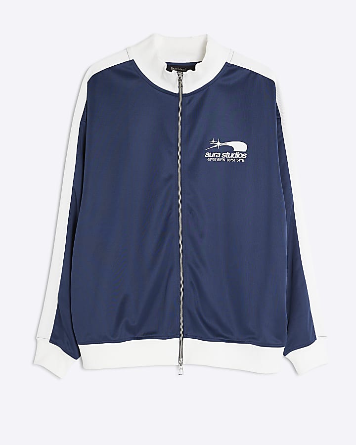 Blue Regular Fit Aura Studios Zip Track Top
