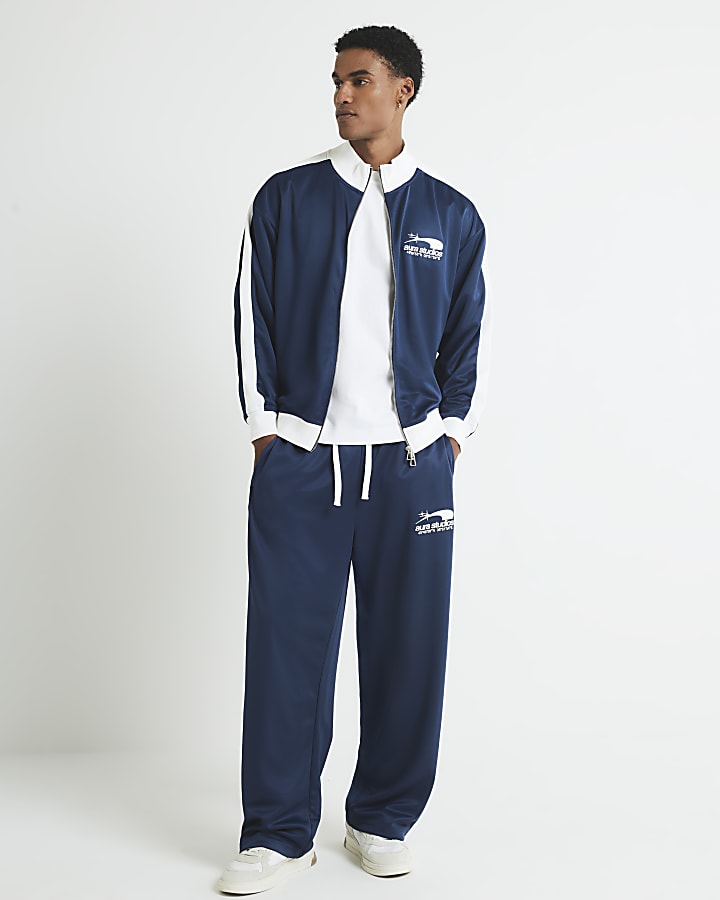 Blue Regular Fit Aura Studios Zip Track Top