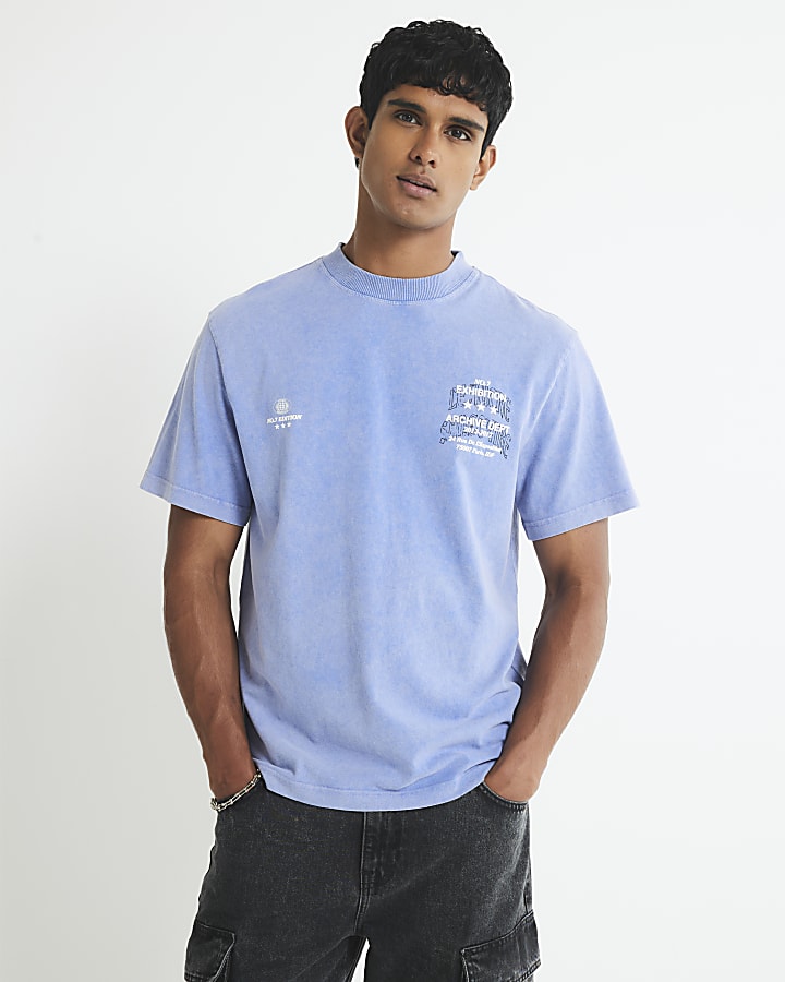 Blue Regular Fit Archive Dept Washed T-Shirt
