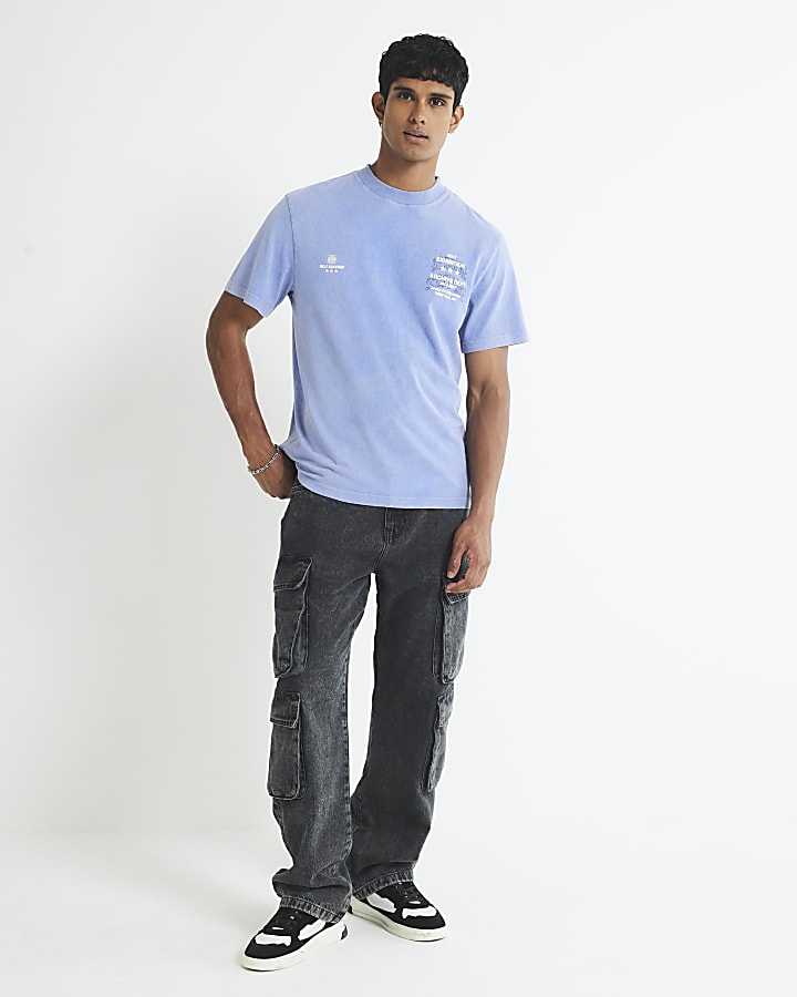 Blue Regular Fit Archive Dept Washed T-Shirt