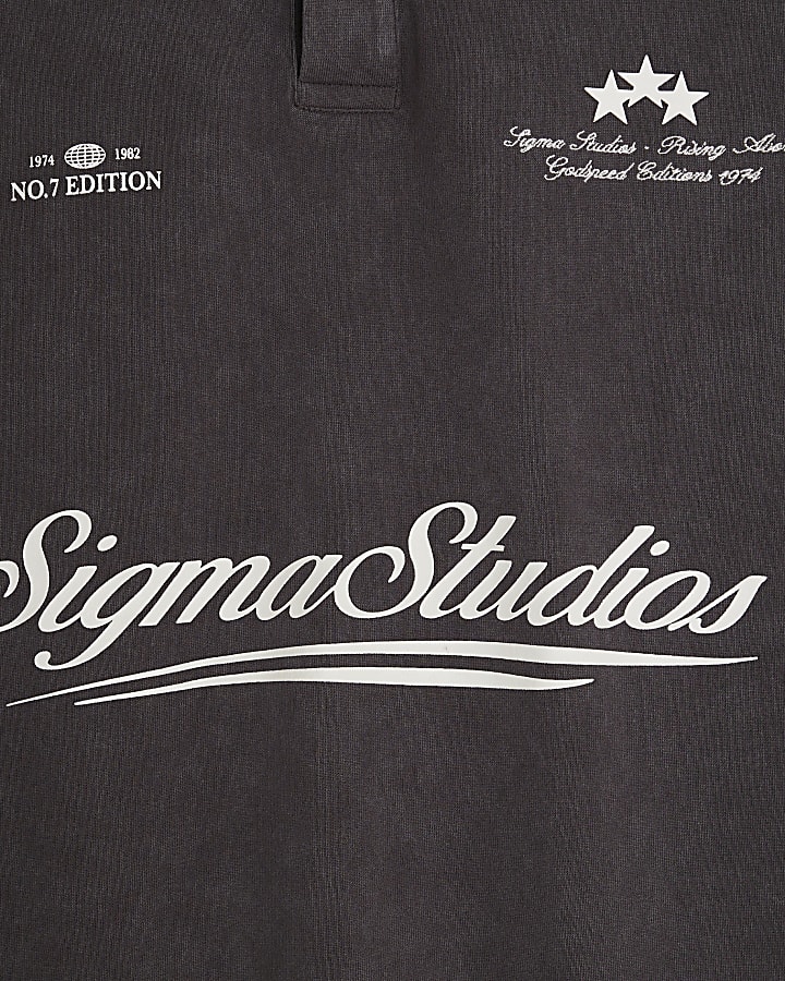 Grey Oversized Fit Sigma Studios Polo Shirt