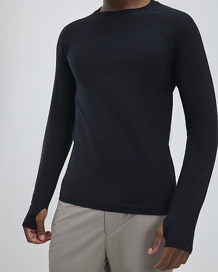 Black Long sleeve  Muscle Fit T-Shirt