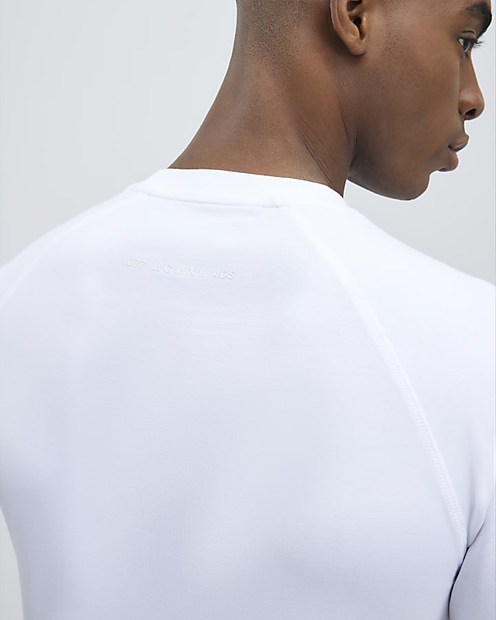 White Long Sleeve Muscle Fit T-Shirt