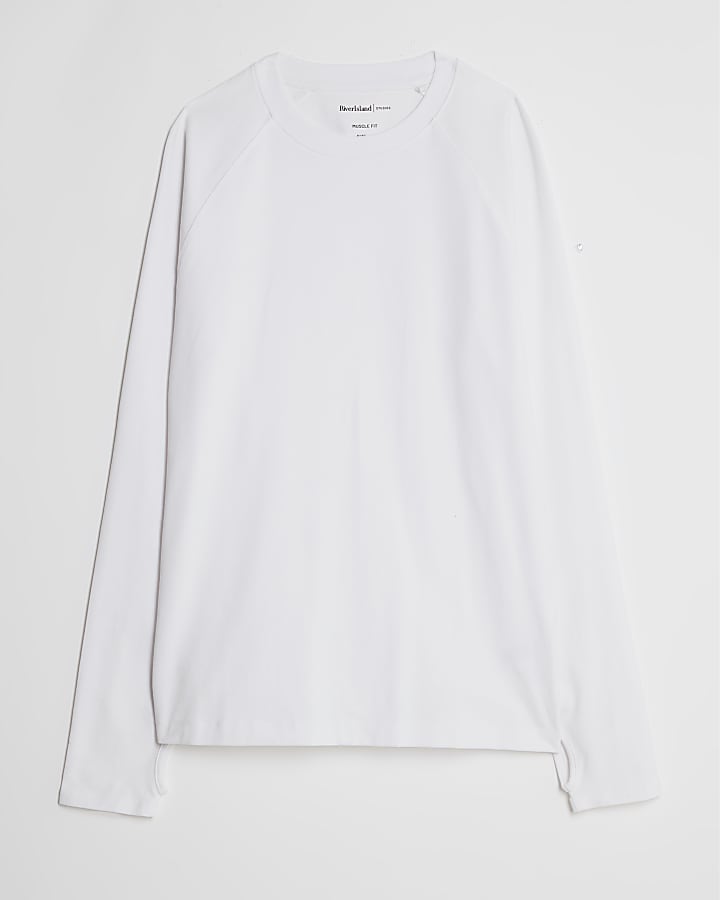 White Long Sleeve Muscle Fit T-Shirt