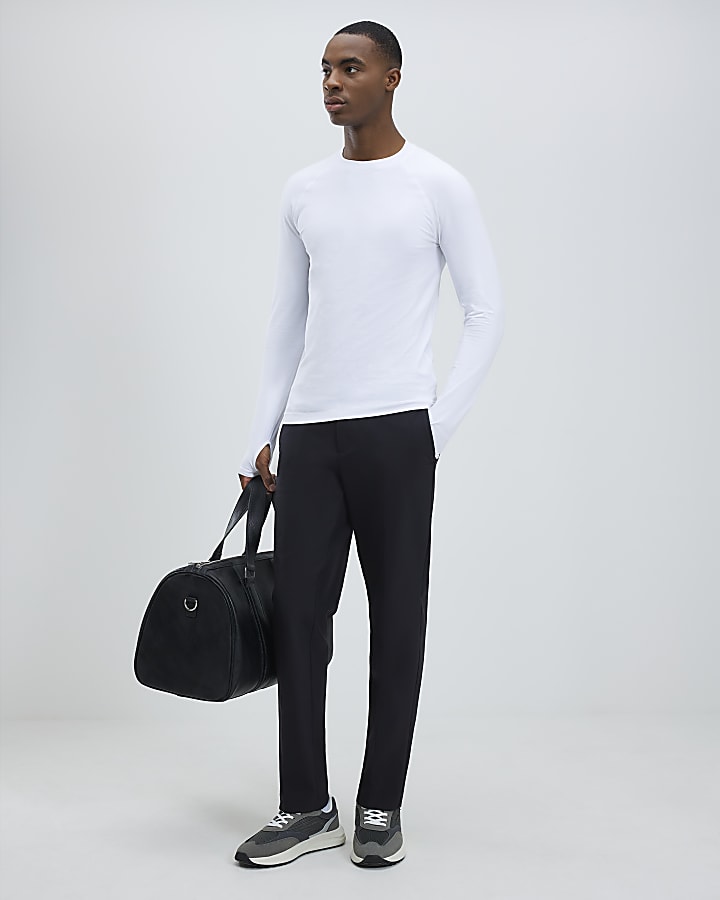 White Long Sleeve Muscle Fit T-Shirt