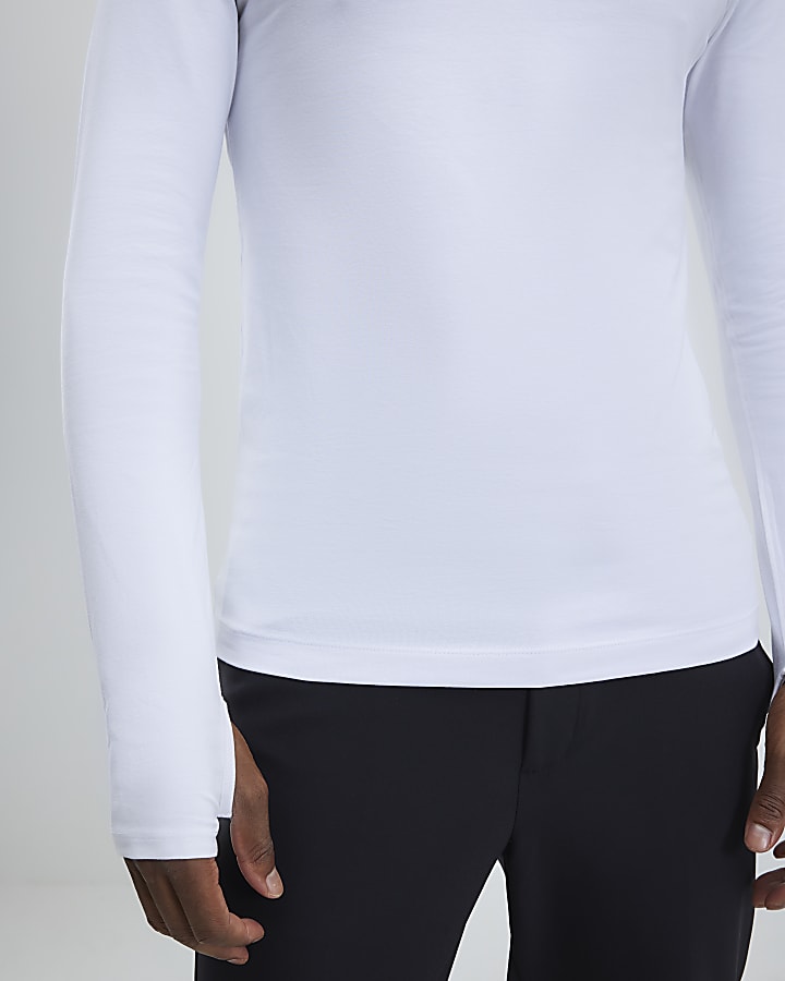 White Long Sleeve Muscle Fit T-Shirt
