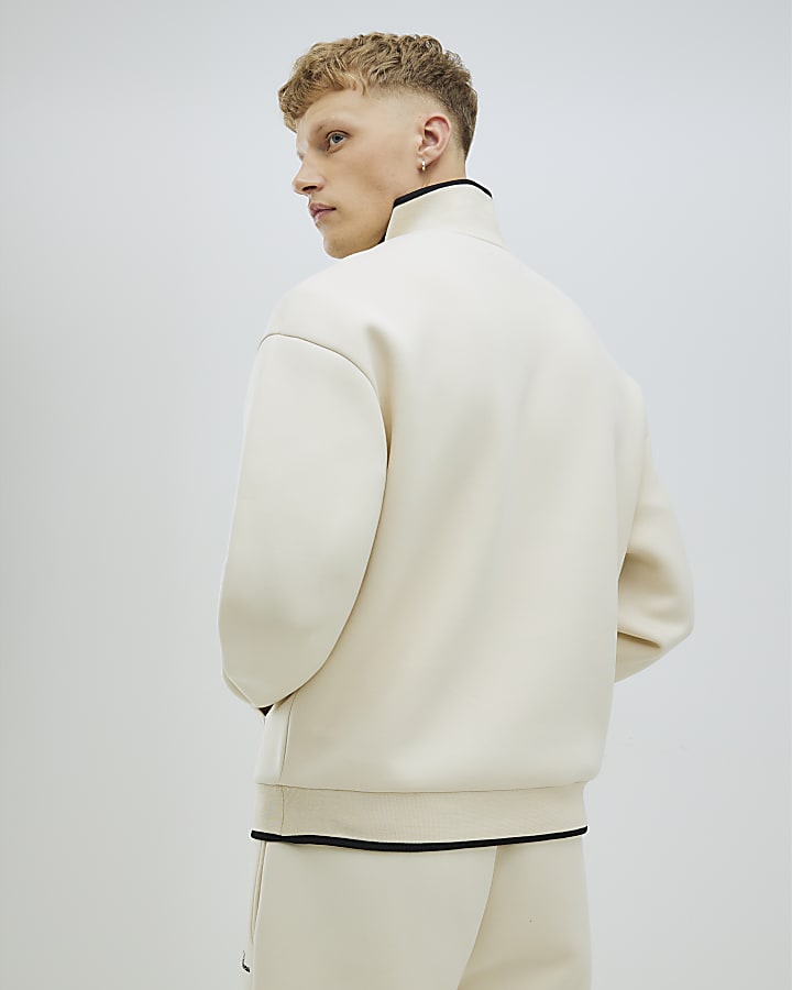 Cream Oversized Fit Embroidered Sweatshirt