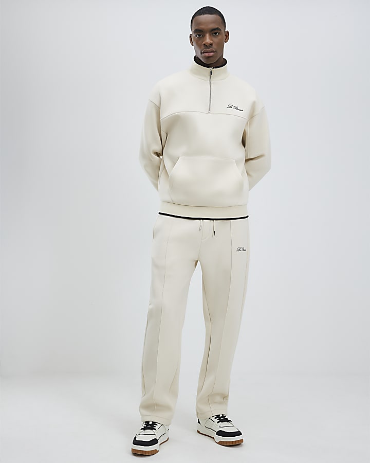 Cream Oversized Fit Embroidered Sweatshirt