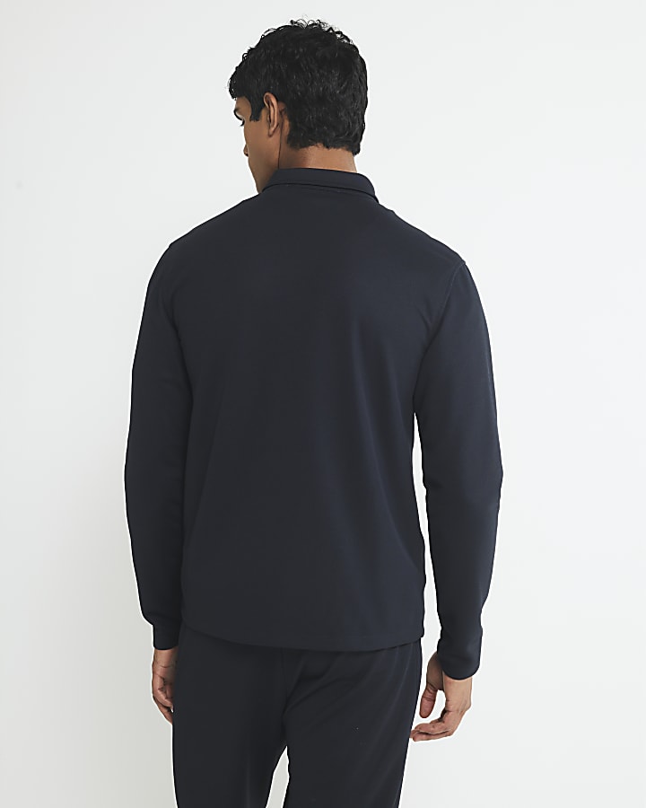 Navy Slim Fit Double Pocket Overshirt